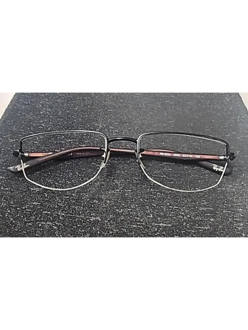 Ray Ban RB6222 2503 Black Rectangle Eyeglasses 52/18 135 NO Lenses